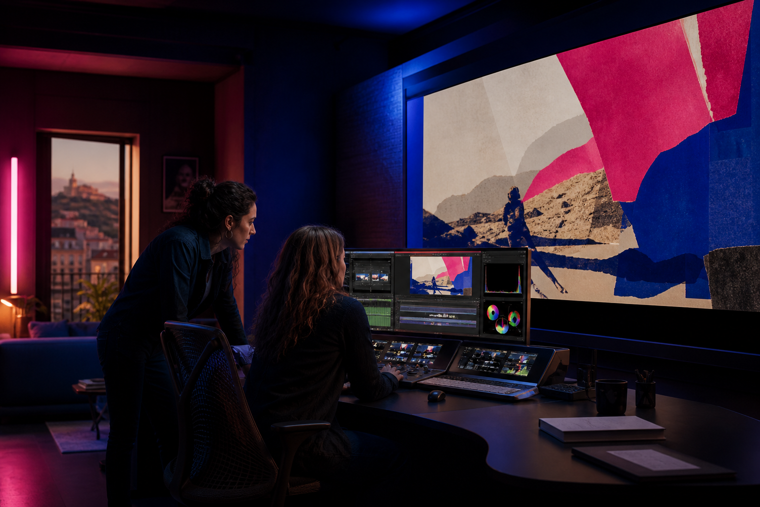 Monteuse au travail dans notre studio